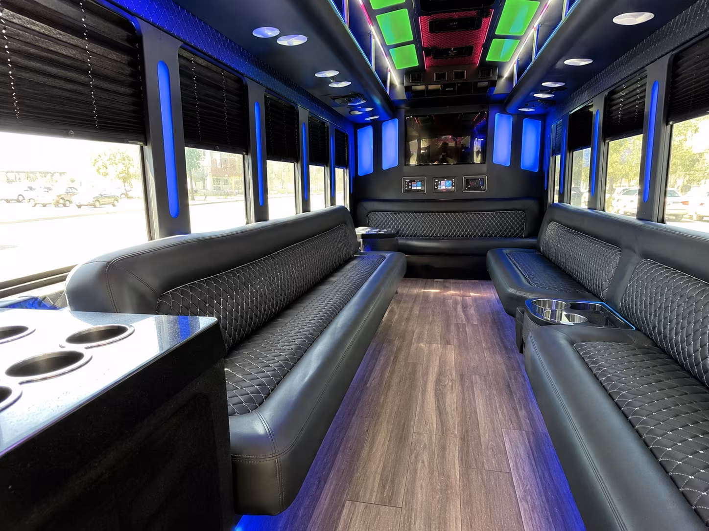 pontiac 15 passenger party bus inside
