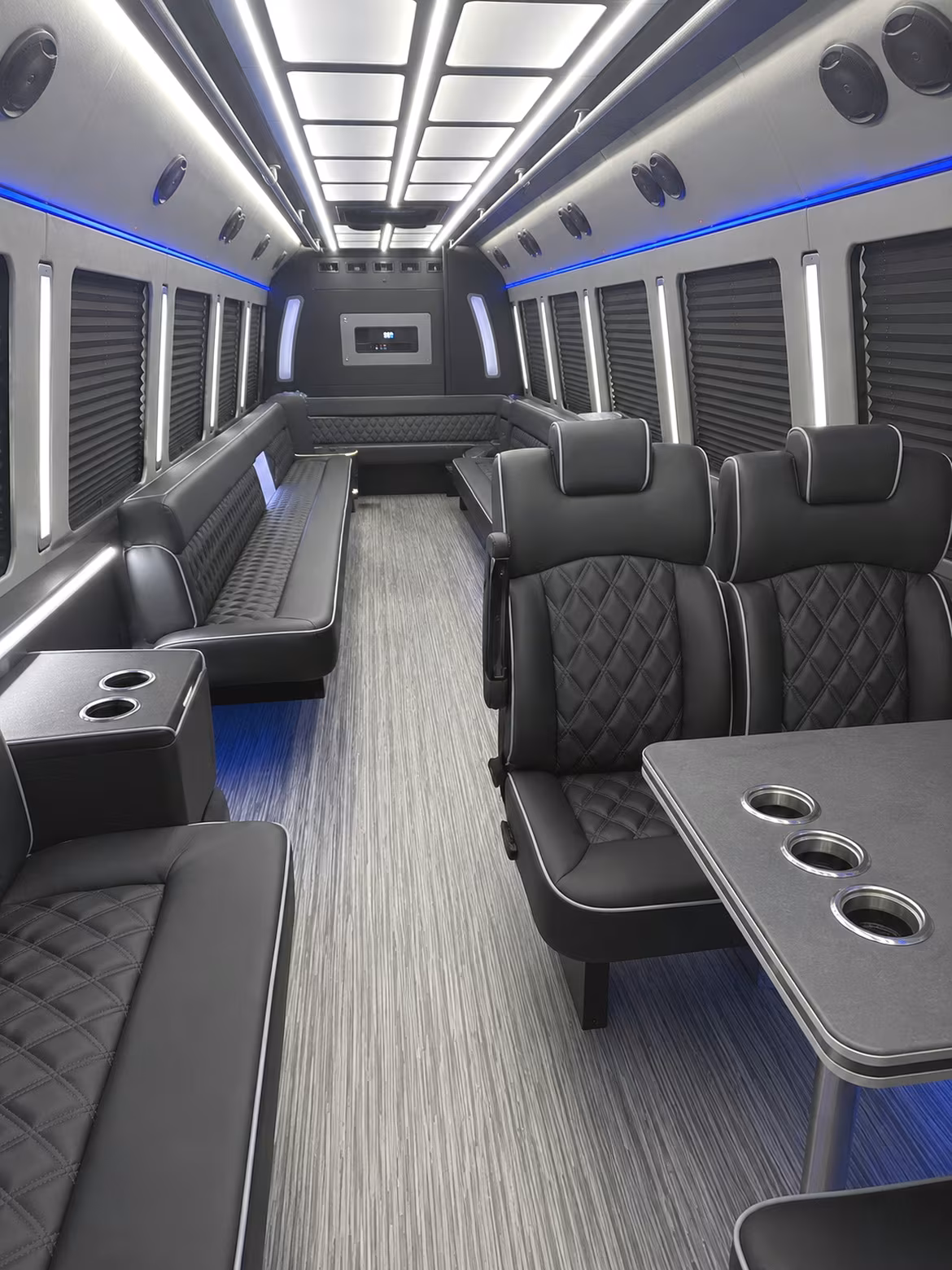pontiac 25 passenger party bus inside