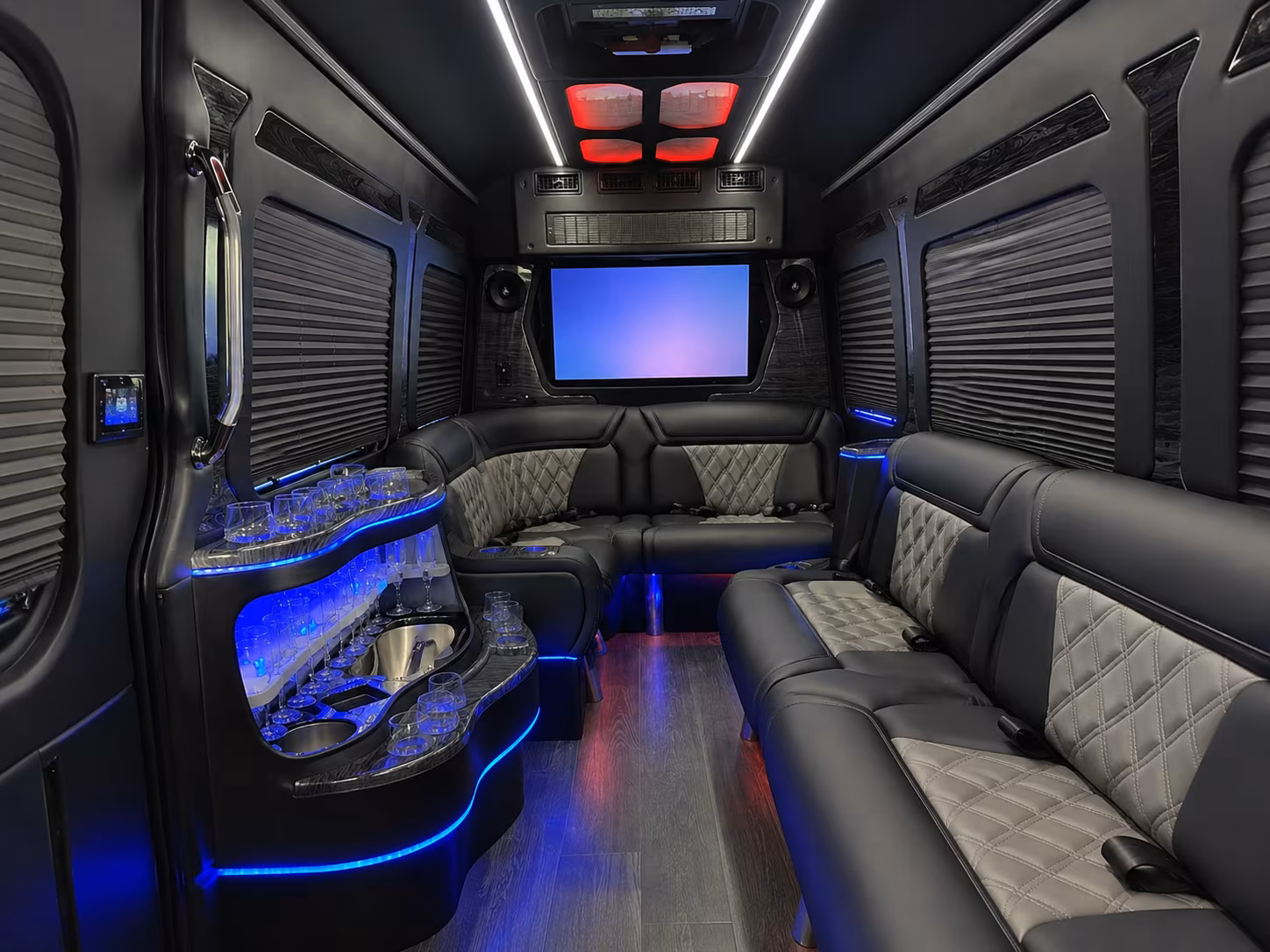 pontiac 25 passenger party bus interior