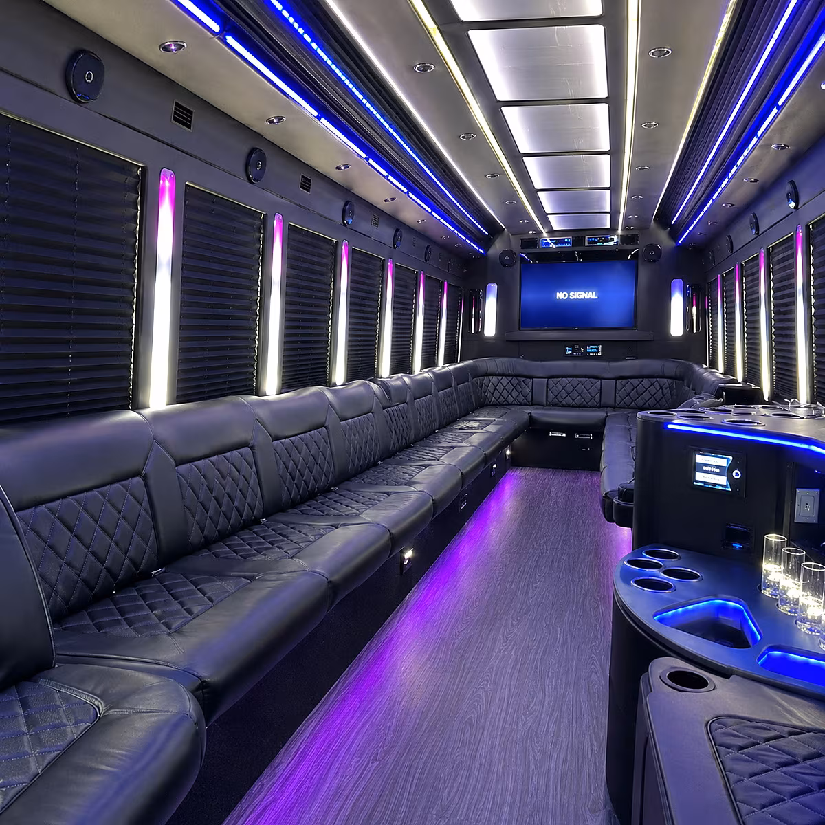 pontiac 30 passenger party bus inside