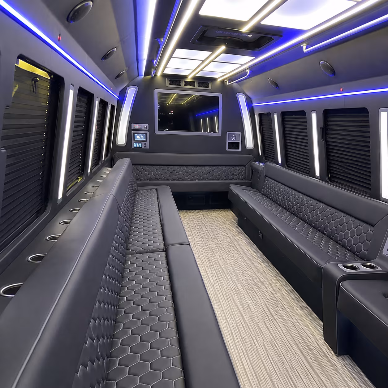 pontiac 40 passenger party bus inside
