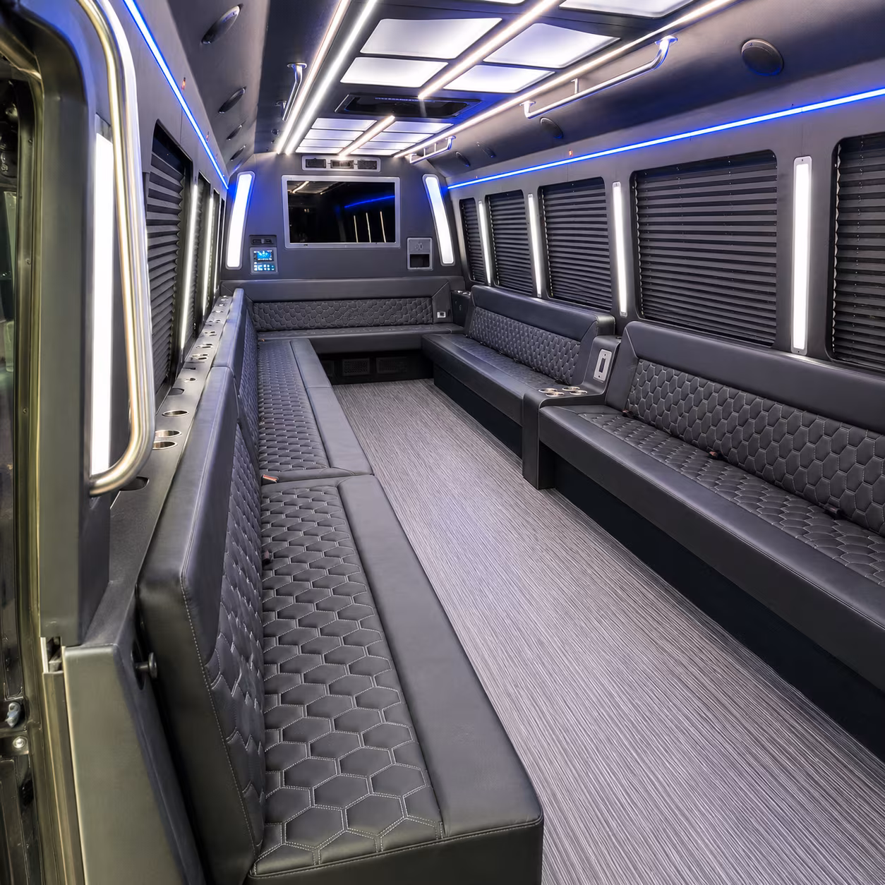 pontiac 40 passenger party bus interior