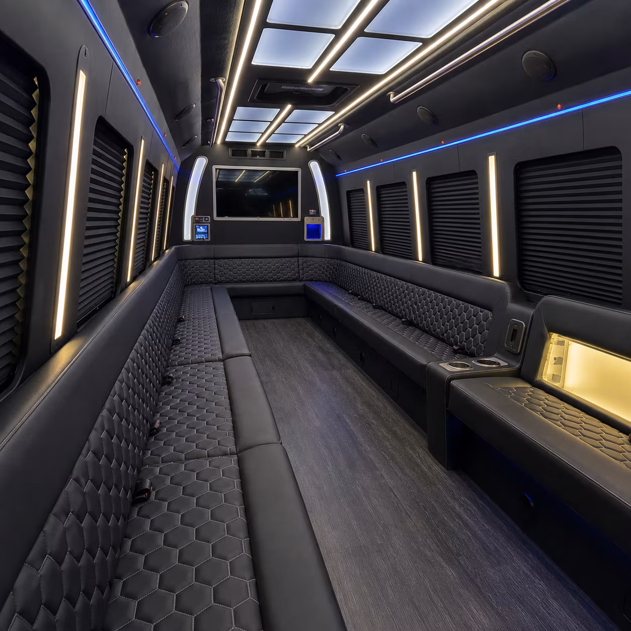 pontiac party bus rental interior